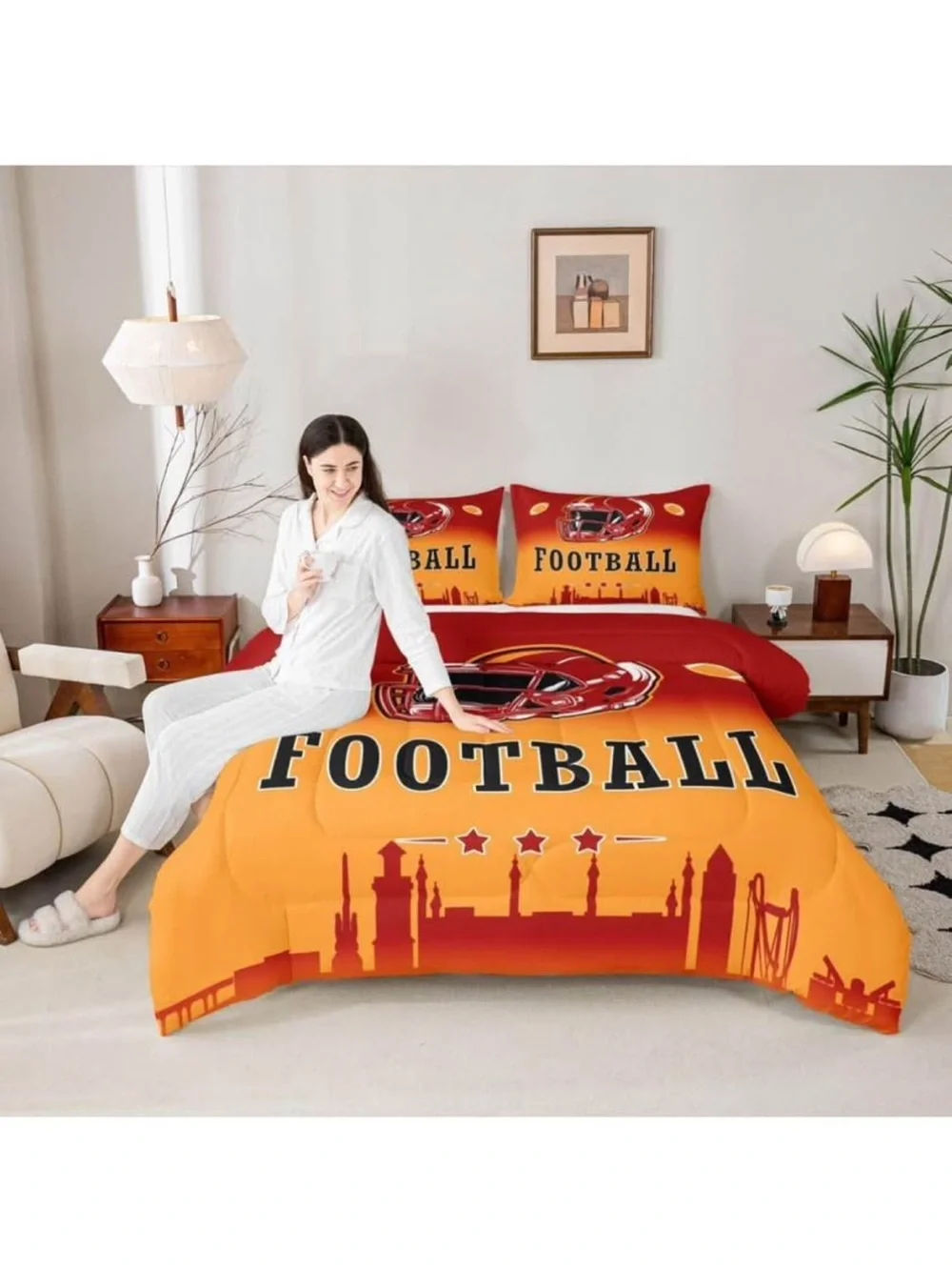 Football Helmet Comforter Set twin size new